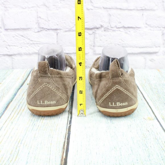 LL Bean Gray Suede Fleece Lined Mountain Moccasins Slipper Size 11 Medium - Picture 6 of 9
